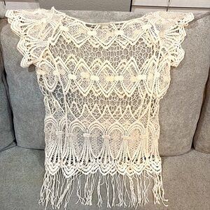 Cato Cream Crochet Knit Top